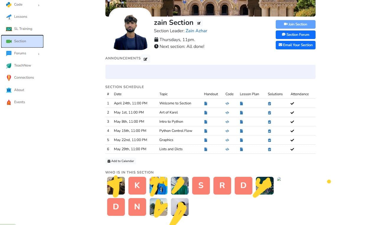 Section Leader, Code in Place proof